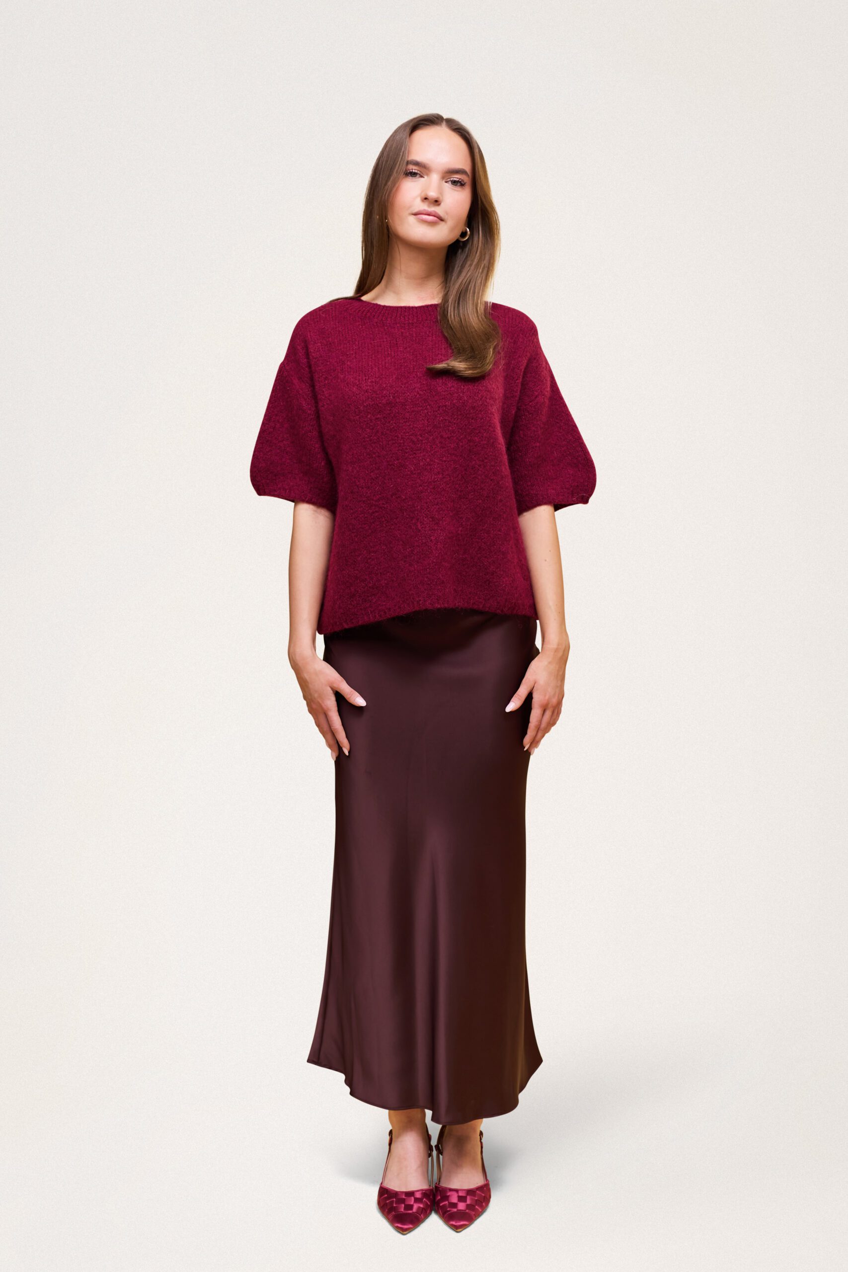 Wool T-shirt Burgundy