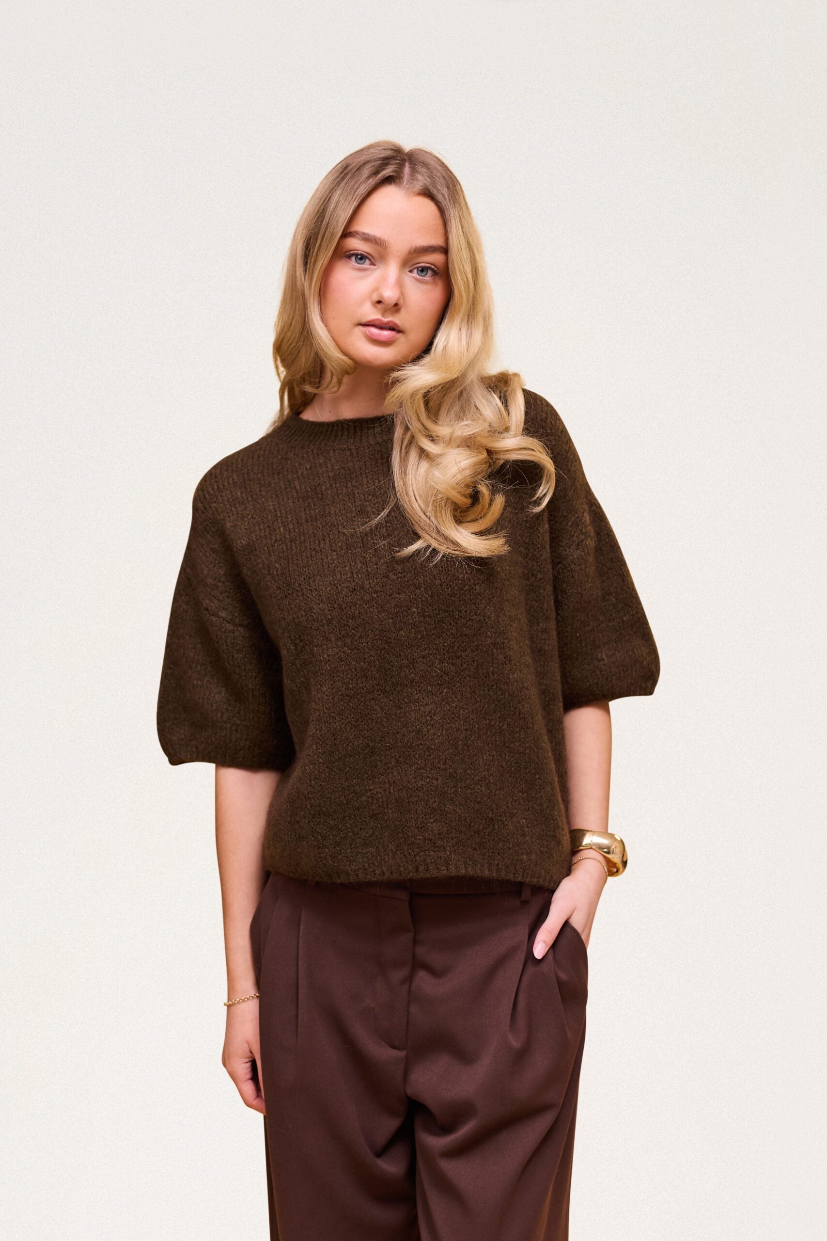 Wool T-shirt Dark Brown