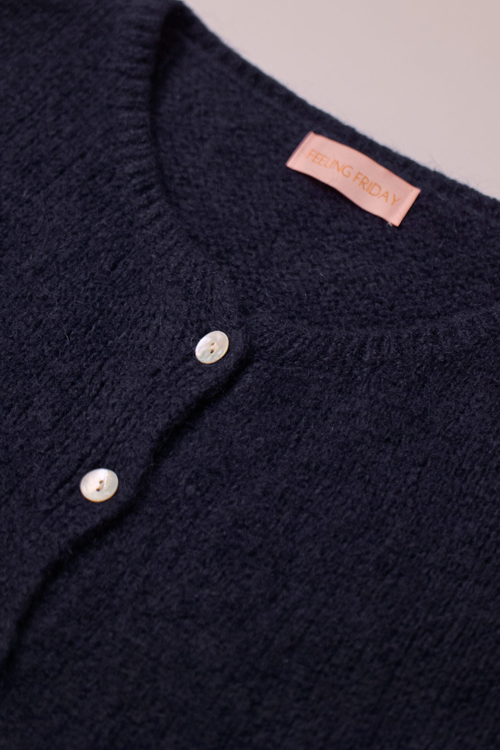 Buttoned Wool T-shirt Navy