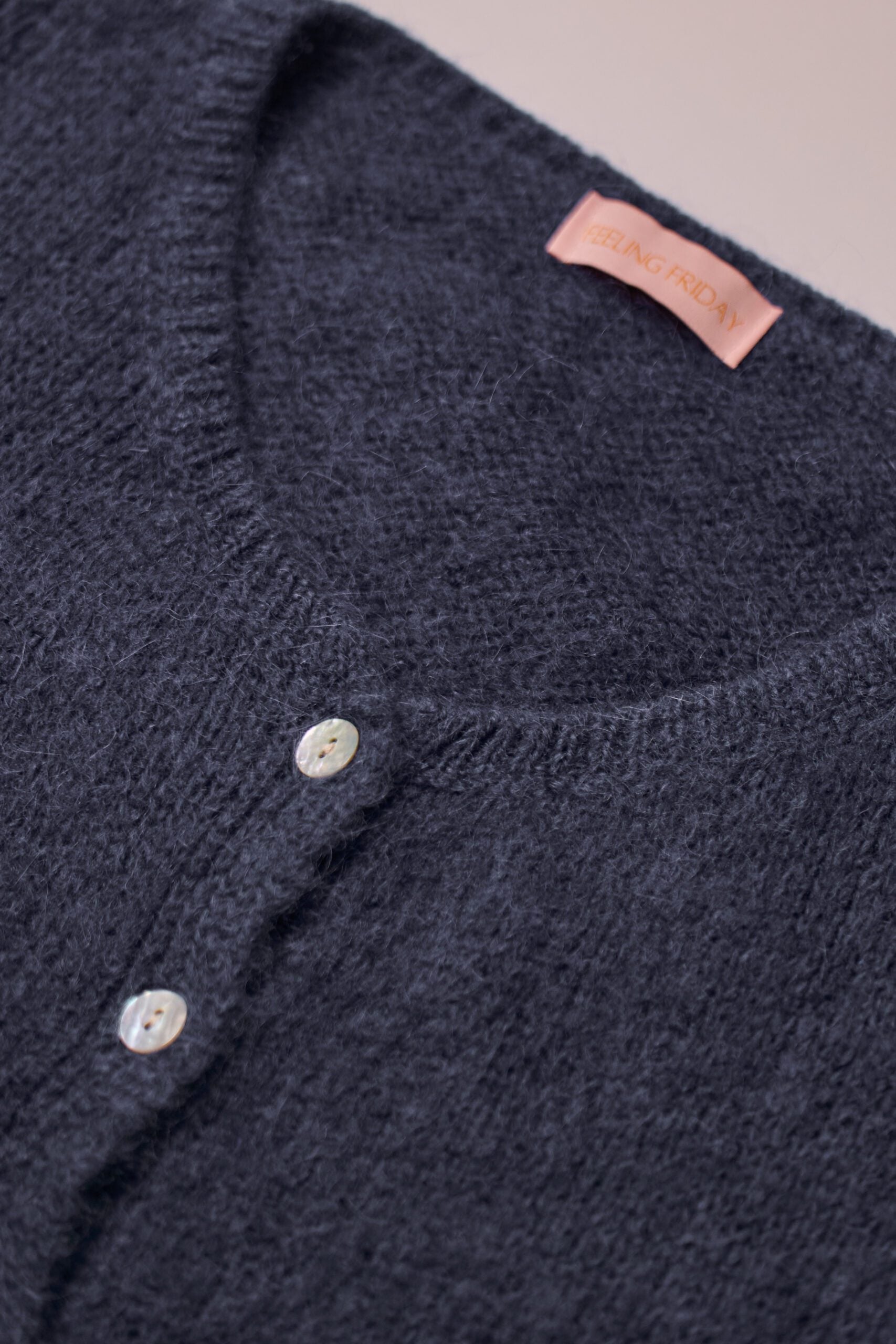 Buttoned Wool T-shirt Jean Blue