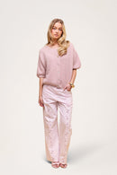 Buttoned Wool T-shirt Dusty Pink
