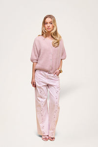 Buttoned Wool T-shirt Dusty Pink