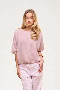 Buttoned Wool T-shirt Dusty Pink