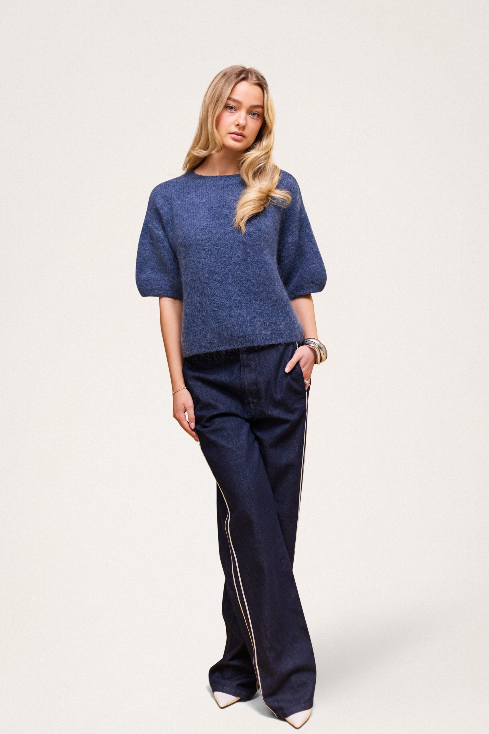 Wool T-shirt Jean Blue