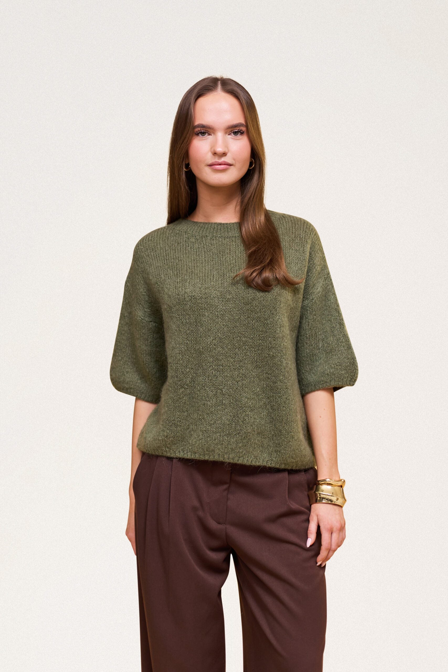Wool T-shirt Khaki