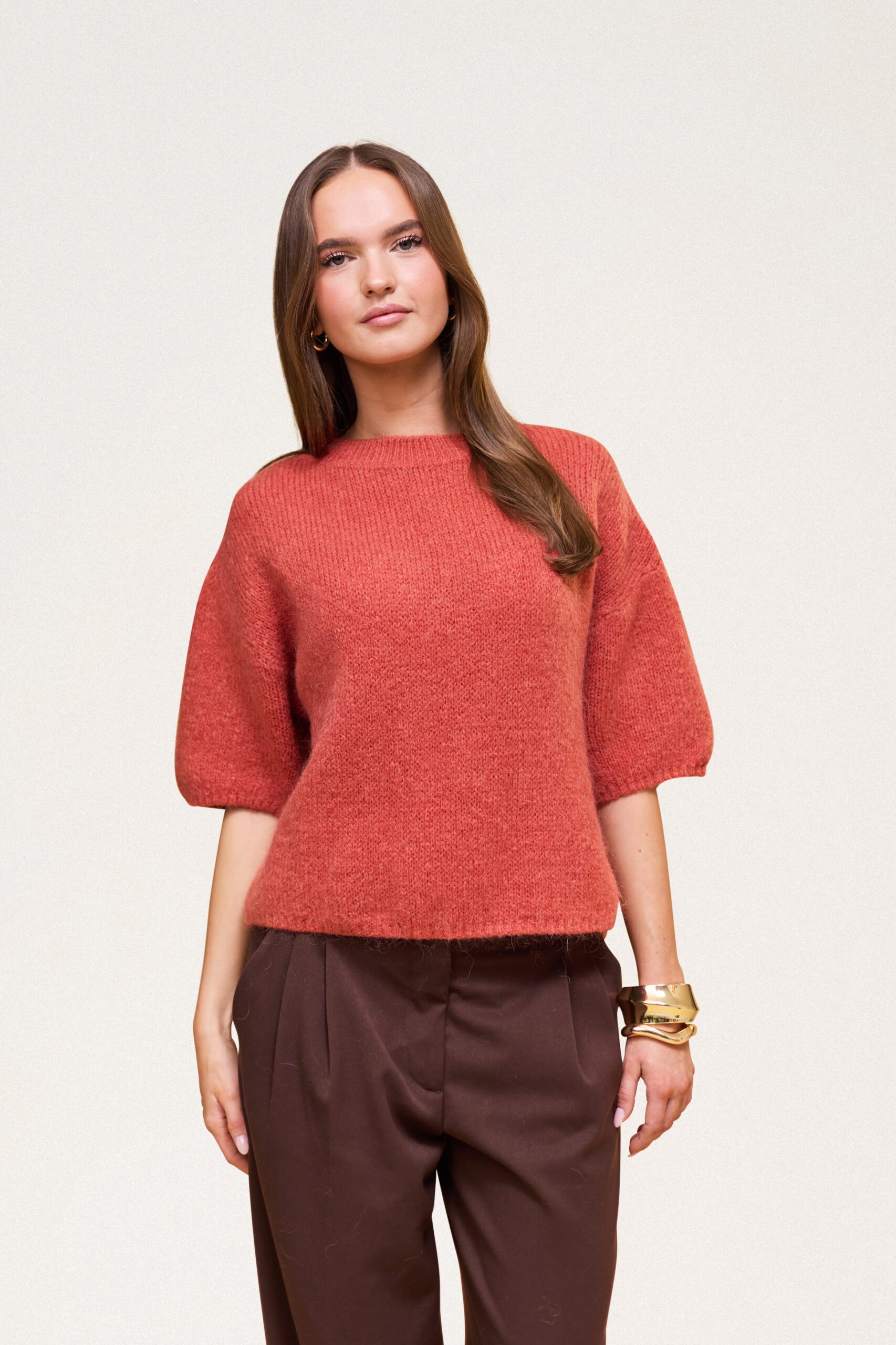 Wool T-shirt Burnt Orange