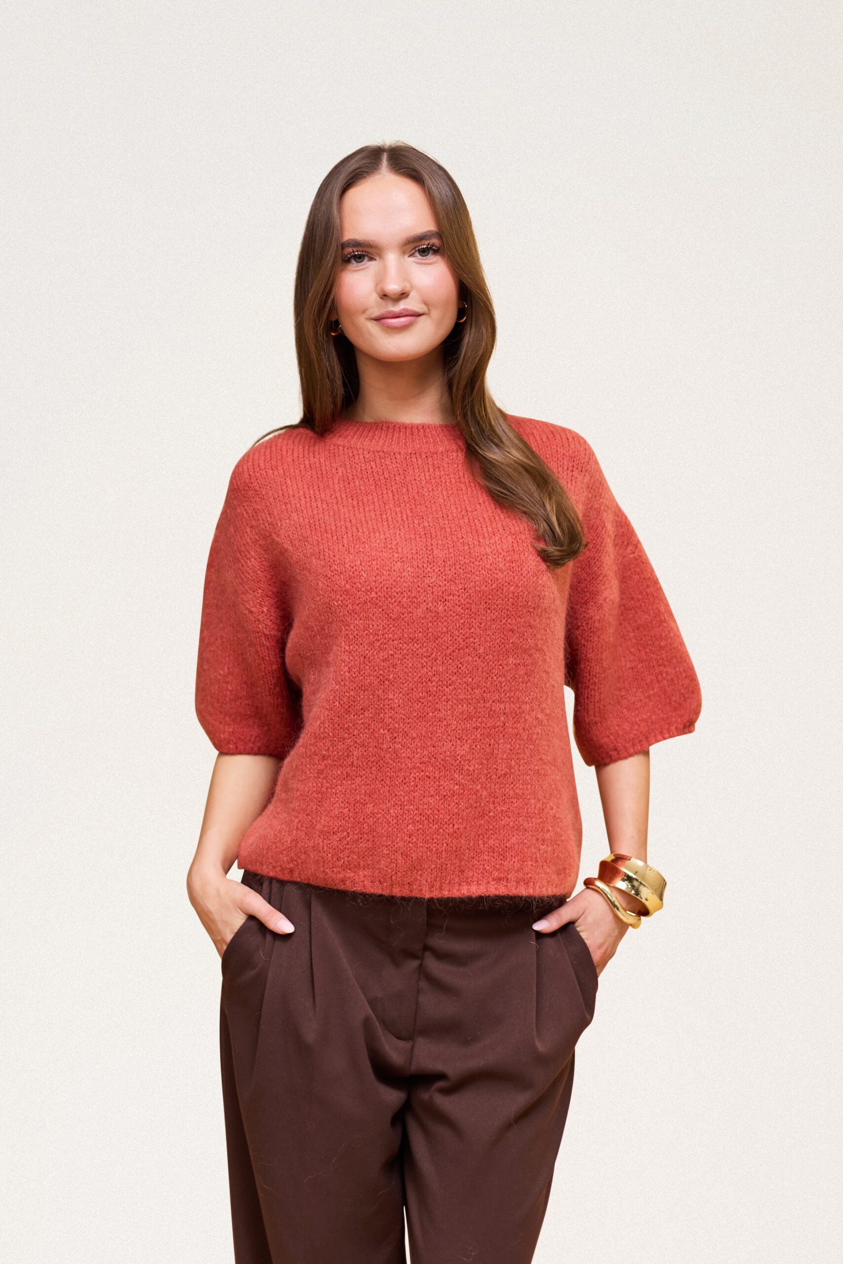 Wool T-shirt Burnt Orange