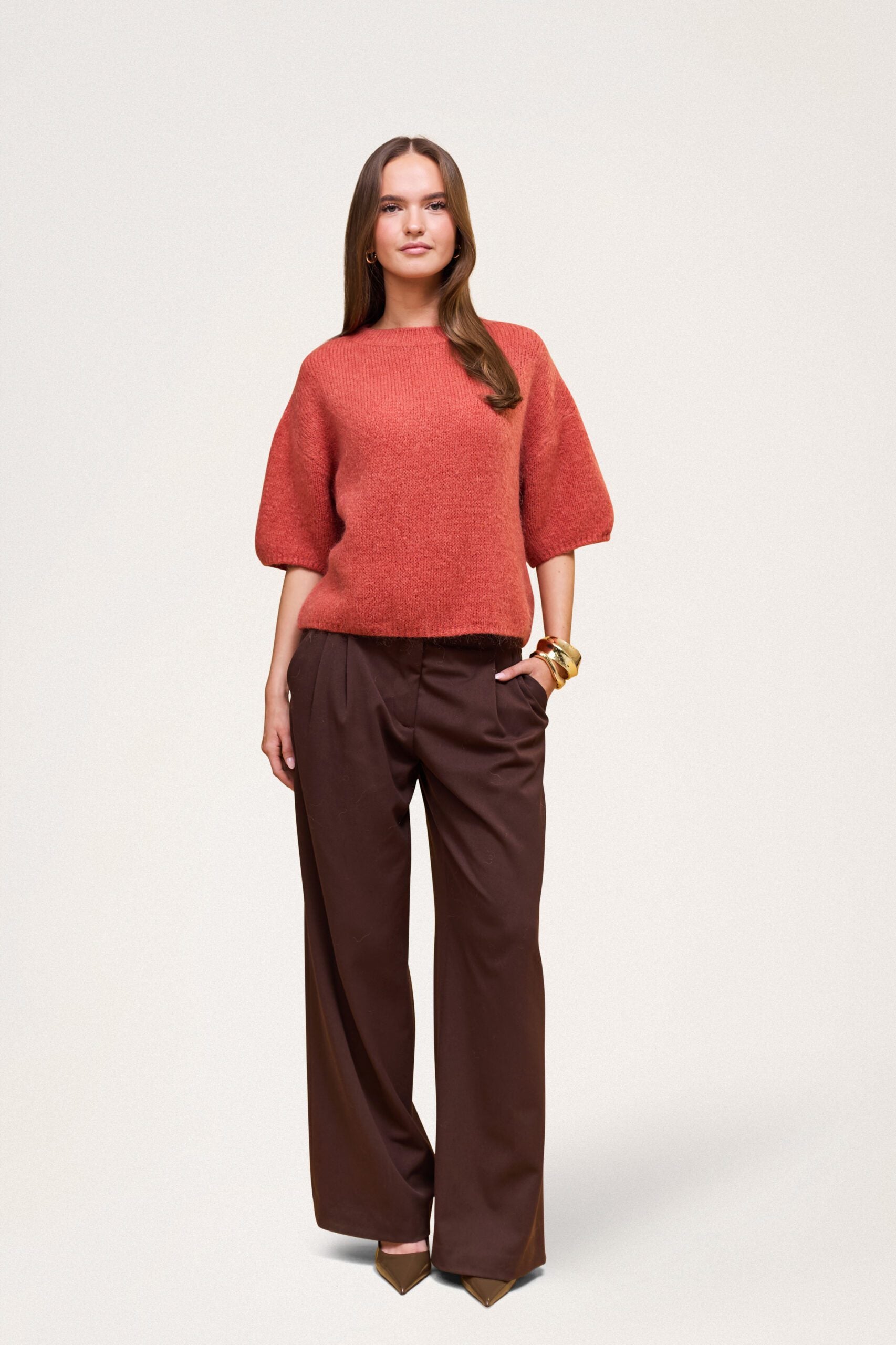 Wool T-shirt Burnt Orange