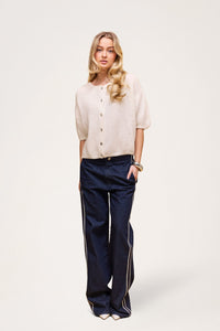 Buttoned Wool T-shirt Cream