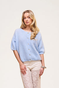 Buttoned Wool T-shirt Baby Blue