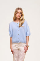 Buttoned Wool T-shirt Baby Blue