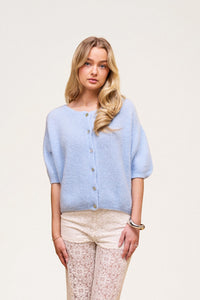 Buttoned Wool T-shirt Baby Blue