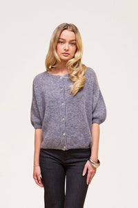 Buttoned Wool T-shirt Grey Melange