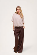 Buttoned Wool T-shirt Beige