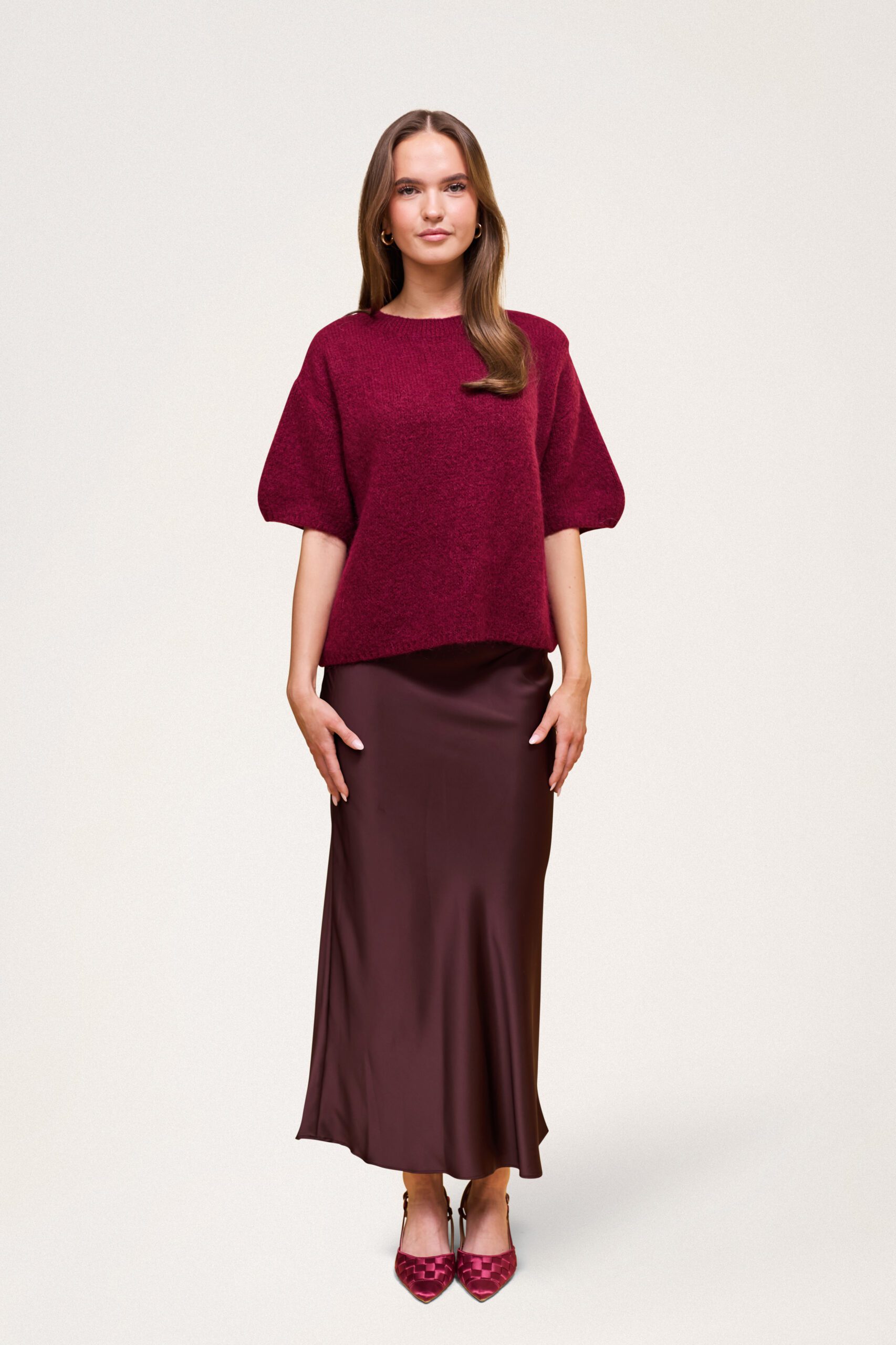 Wool T-shirt Burgundy