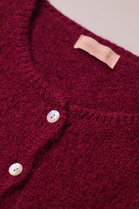 Buttoned Wool T-shirt Burgundy