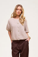 Buttoned Wool T-shirt Beige