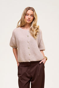 Buttoned Wool T-shirt Beige