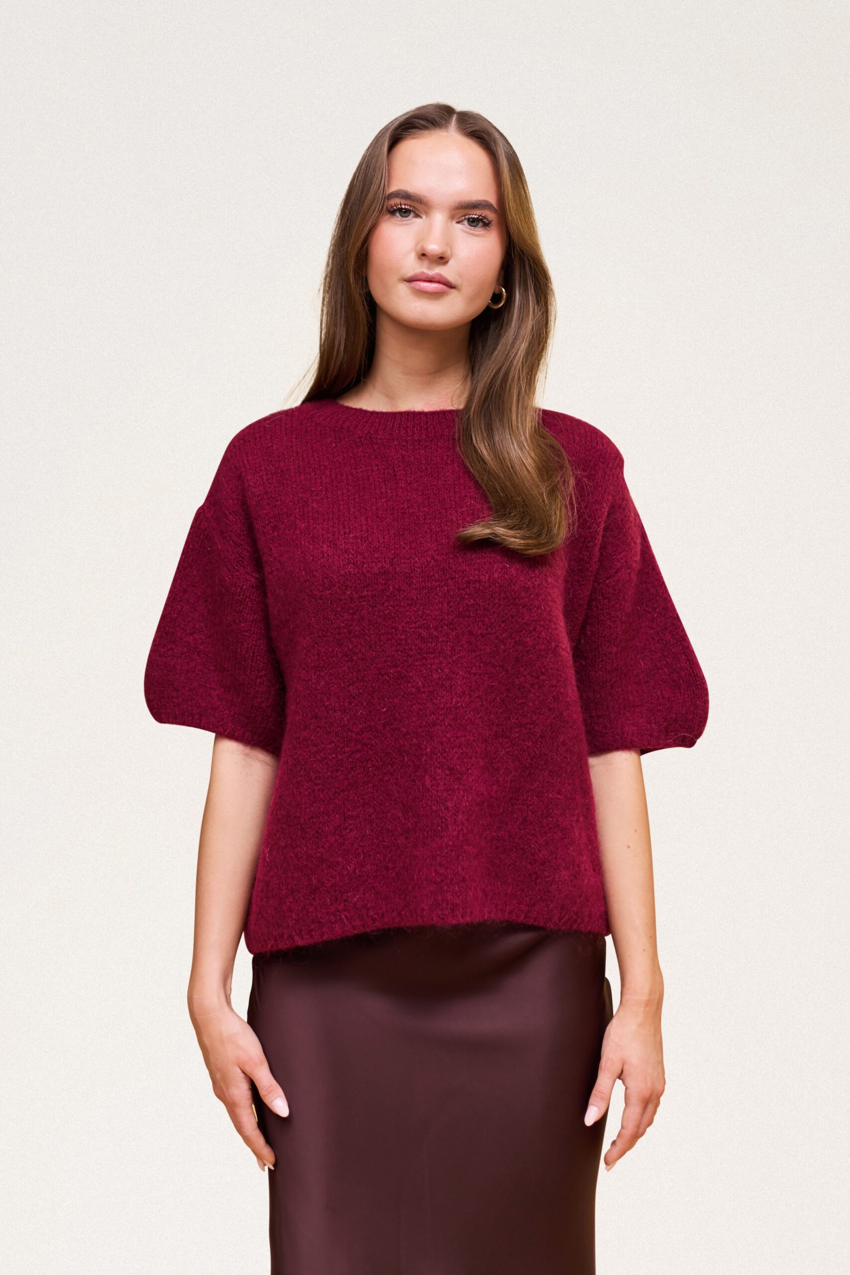 Wool T-shirt Burgundy
