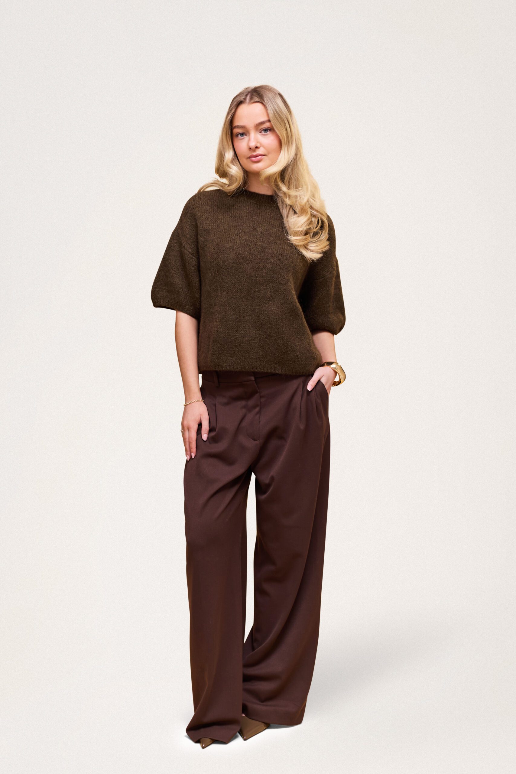 Wool T-shirt Dark Brown