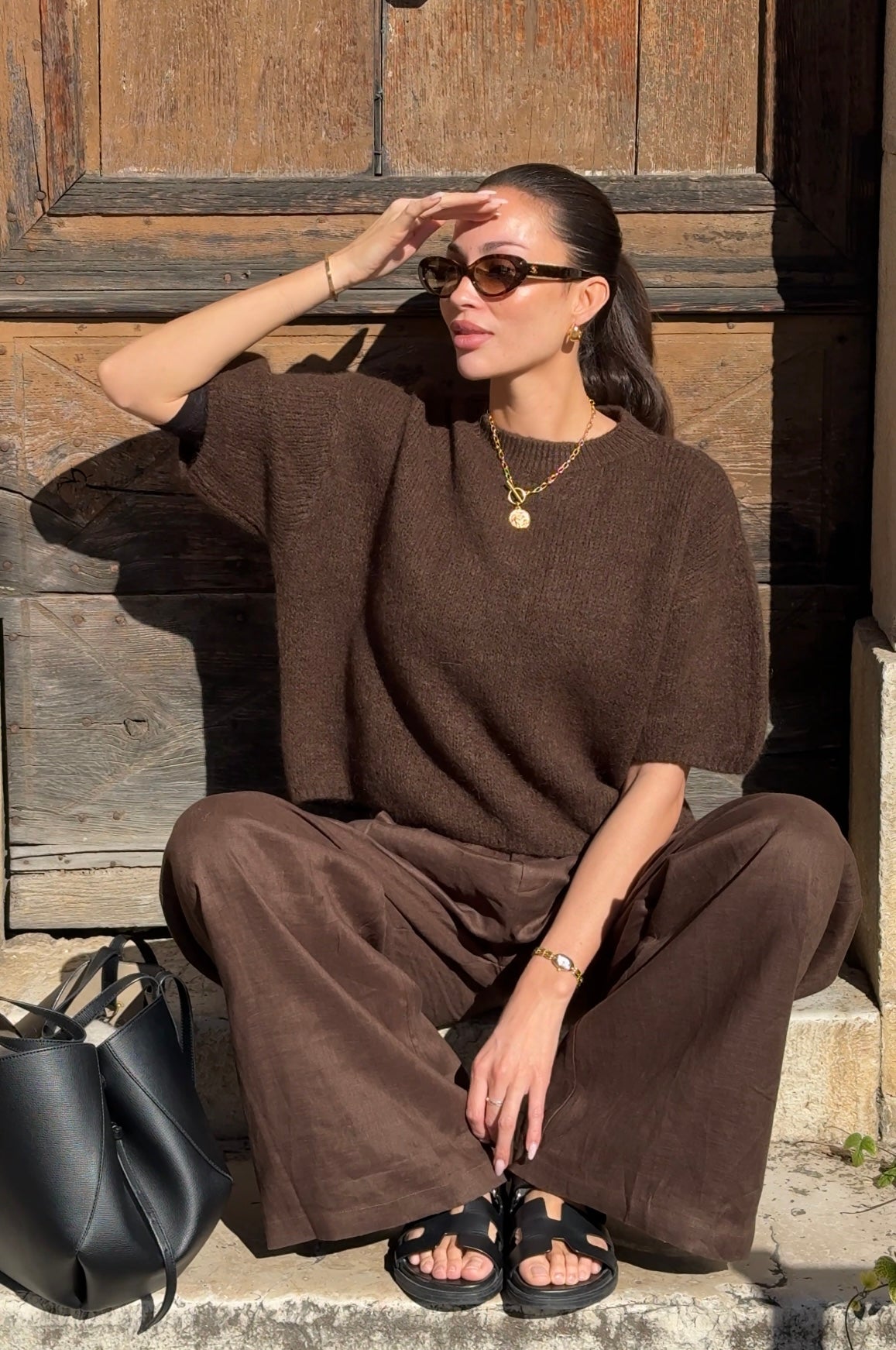 Wool T-shirt Dark Brown