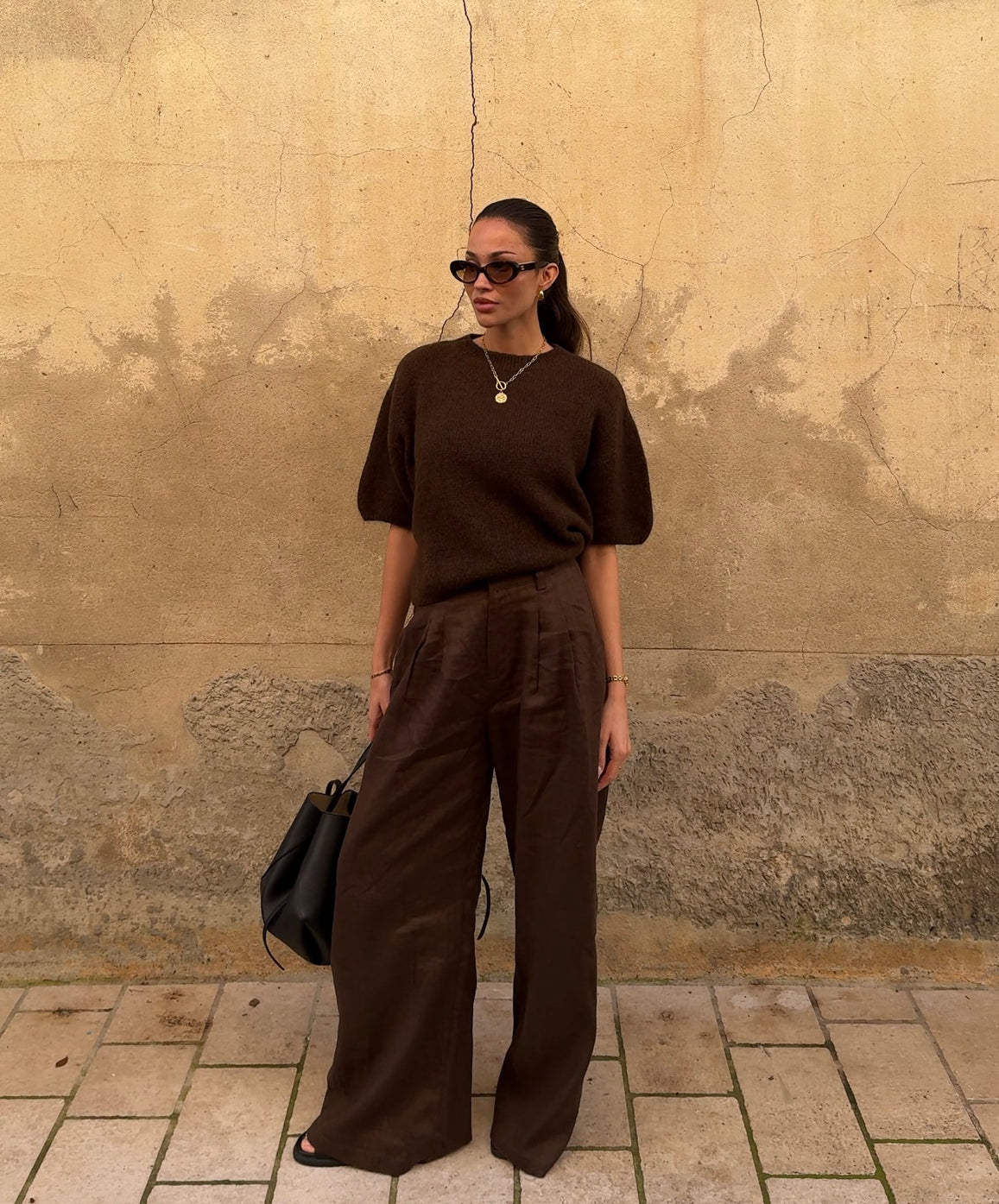Wool T-shirt Dark Brown