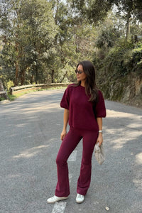 Wool T-shirt Burgundy