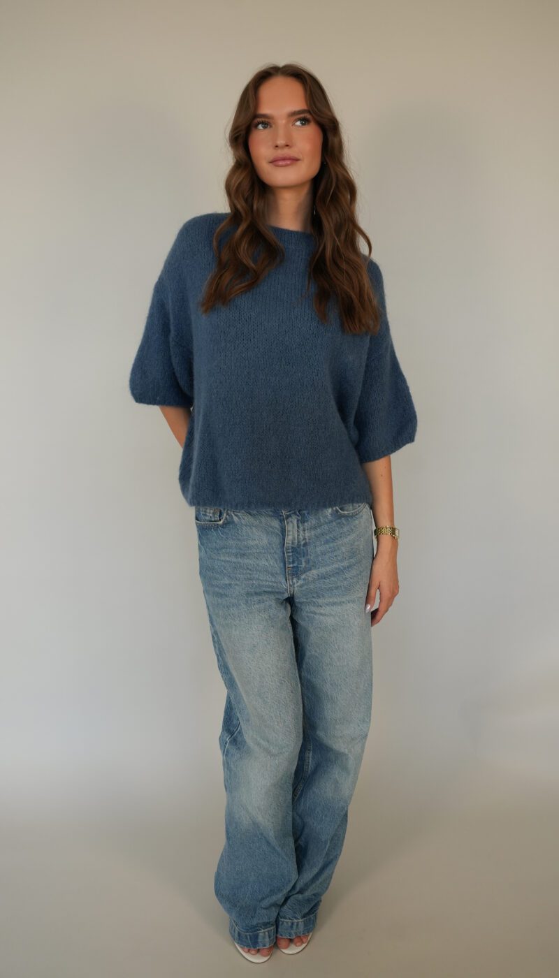 Wool T-shirt - Jean Blue