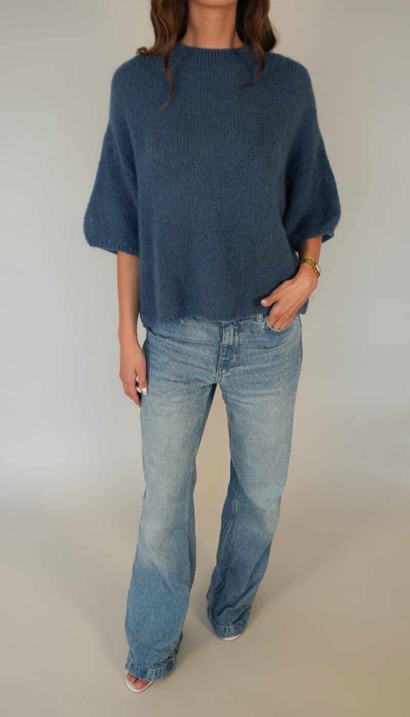 Wool T-shirt - Jean Blue