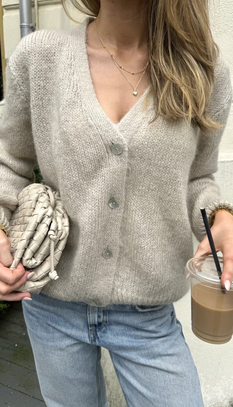 Mohair Blend Cardigan - Beige