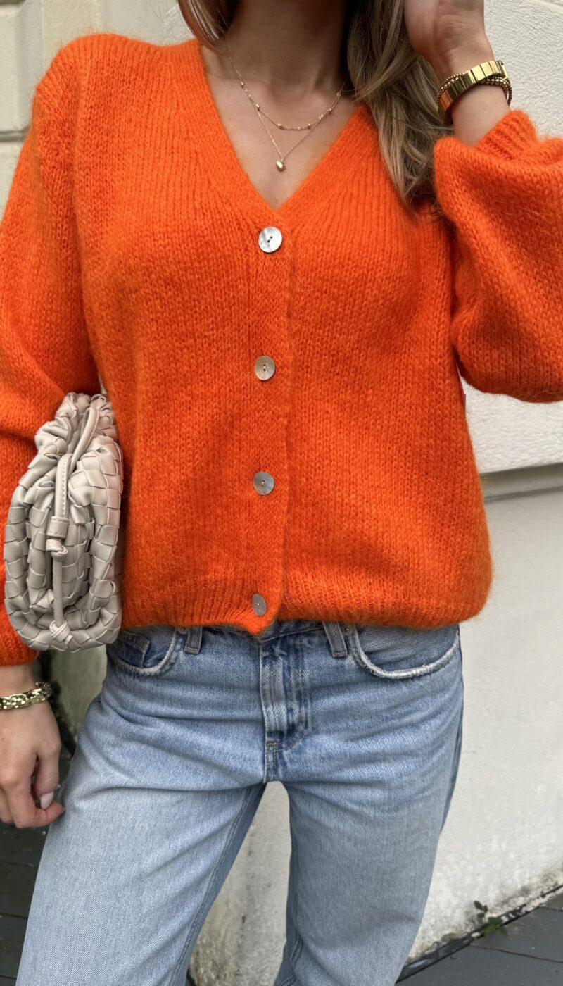 Mohair Blend Cardigan -Orange