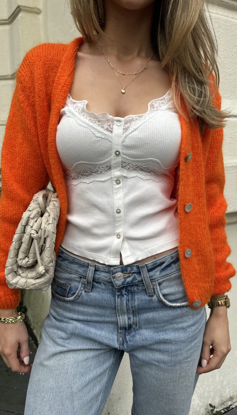 Mohair Blend Cardigan -Orange