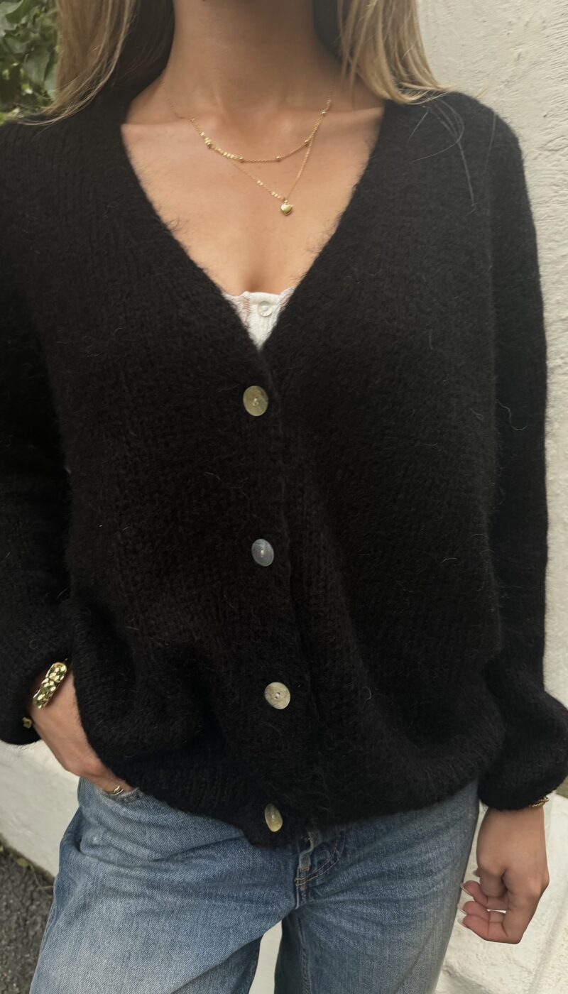 Mohair Blend Cardigan - Black