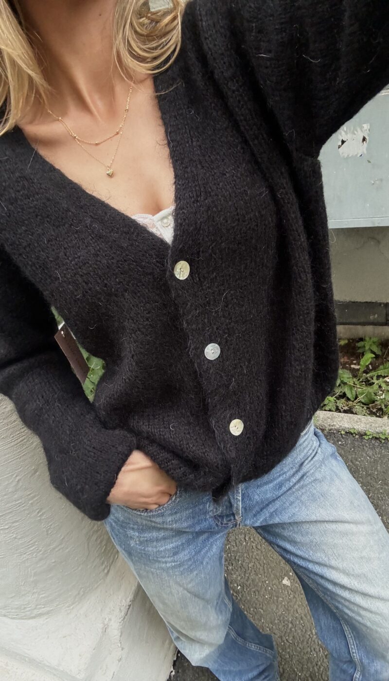 Mohair Blend Cardigan - Black