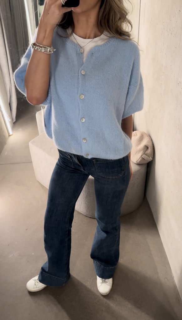 Buttoned Wool T-shirt - Baby Blue