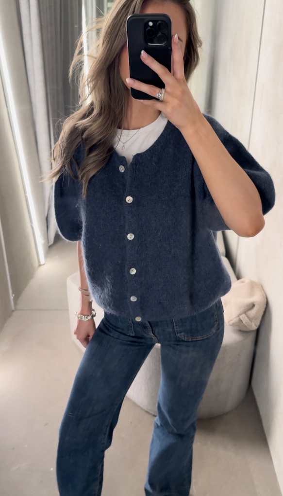 Buttoned Wool T-Shirt - Jean Blue