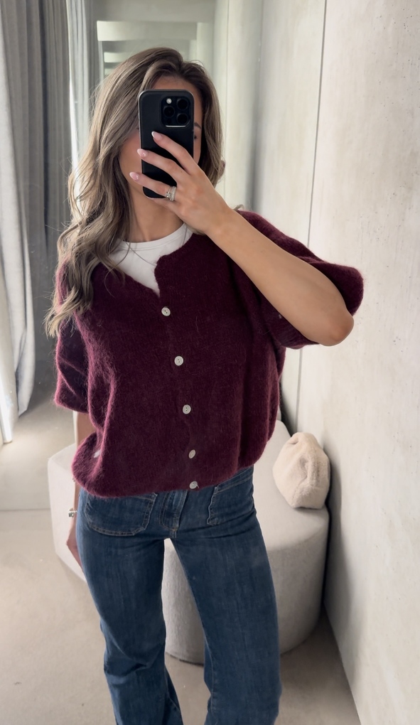 Buttoned Wool T-shirt - Burgundy