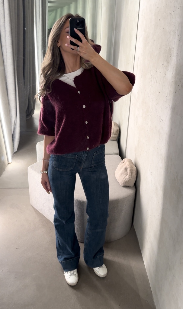 Buttoned Wool T-shirt - Burgundy